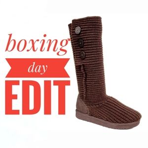 BOXING DAY EDIT UGG Australia Classic Cardy Knit Boots Brown Size 8